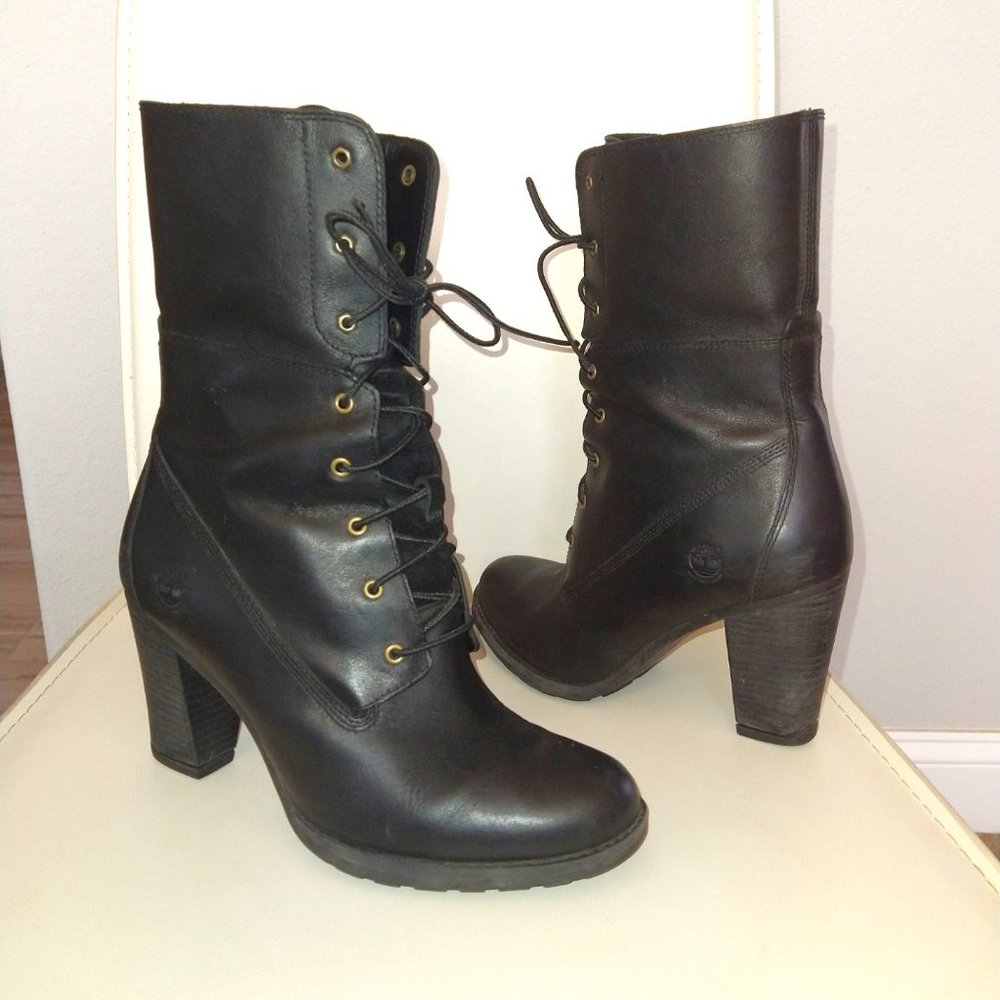 Timberland Stratham Fold Down Leather, Waterproof Black Boot - 9